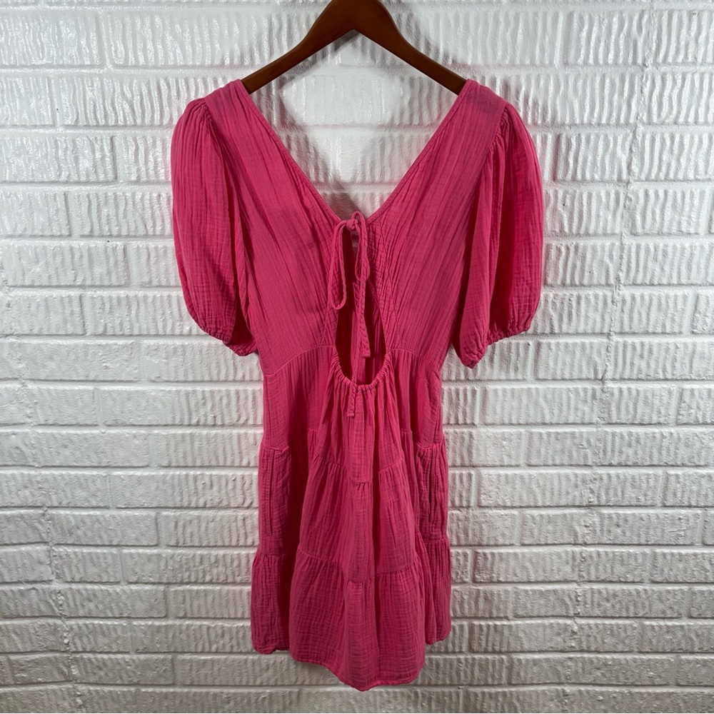 Xirena Nissa Pink Babydoll Puff Sleeve Mini Dress Small - Picture 4 of 6